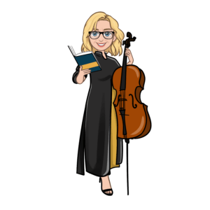 Avatar of Alice with cello and book